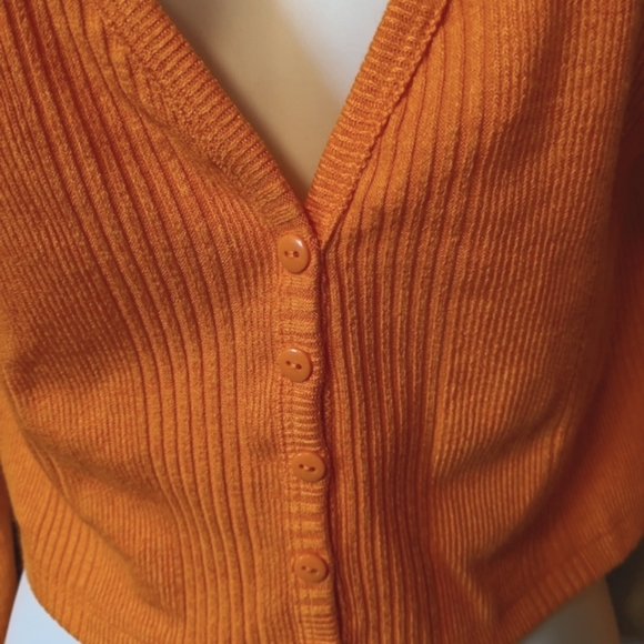 ZARA Cropped Ribbed Bolero Long Sleeve Button Down Cardigan Top Sz. M - Picture 9 of 9